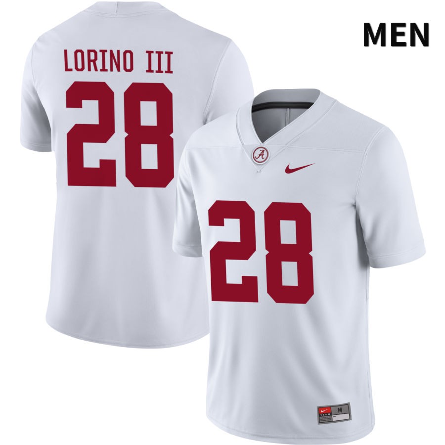 Alabama Crimson Tide Men's Michael Lorino III #28 NIL White 2022 NCAA Authentic Stitched College Football Jersey KT16Q33WV